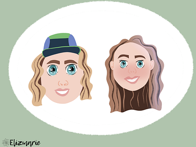 Rare adorable boy couple cute eyes girl hair happy hat illustration love