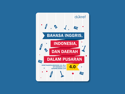 Bahasa Inggris, Indonesia, dan Daerah dalam Pusaran 4.0 book cover design illustration simple vector