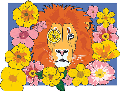 PINK LEMONade adobe adobe illustrator animation anime floral flowers graphicdesign illustration lemon lemonade lion pink yellow