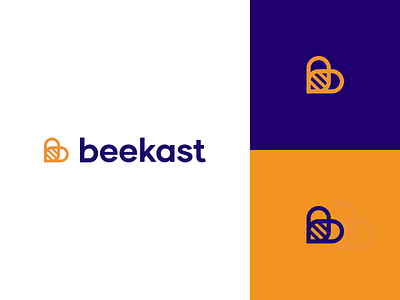 Branding for Beekast branding color flat icon logo startup typography vector