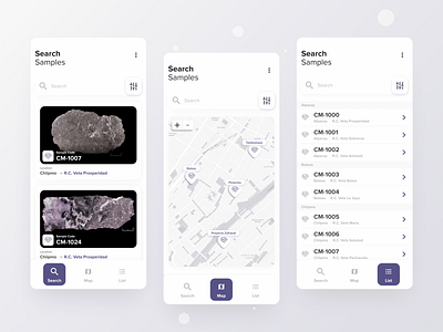 Mineral Atlas android app design geology ios light minerals mobile search ui ui design ux white