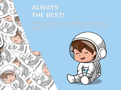 Astronaut boy sitting with a smile character cute design graphic design illustration kids logo vector