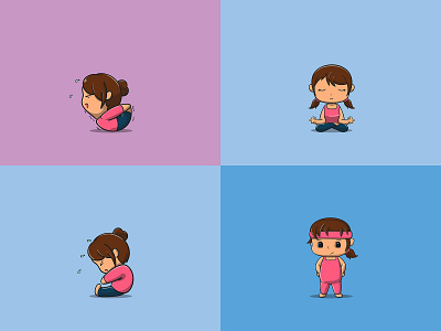 Yoga Illustration cute character flat and clean design character chibi cute design flat graphic design illustration kawaii kids logo vector yoga