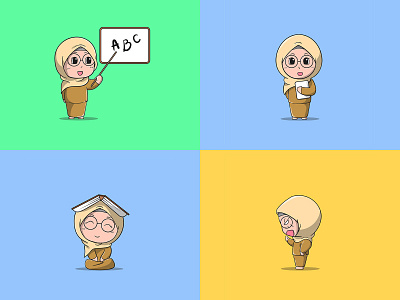 Cute illustration Teacher by wearing hijab