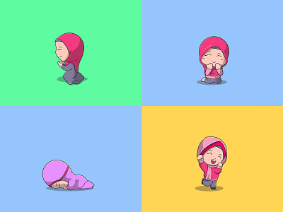 Cute girl muslim illustration thanks giving moment part 2 cute design hijab illustration kids logo muslim thanks giving vector