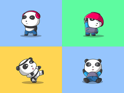 Cute panda illustration part 1 branding cute graphic design illustration kids logo panda vector