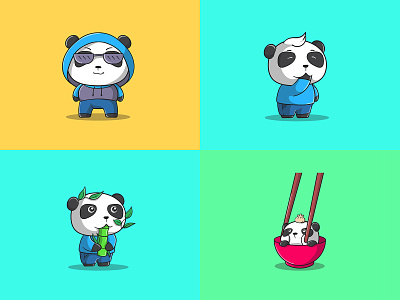 Cute panda illustration part 2 branding cute design illustration kids logo panda vector
