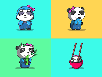 Cute female panda illustration part 3 branding cartoon character cute design graphic design halloween happy illustration kawaii kids logo panda teacher vector
