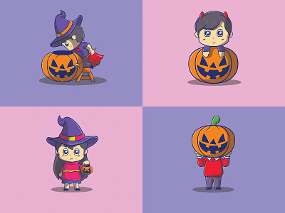 Cute illustration halloween character part 1 branding cute design halloween illustration kawaii kids logo vector