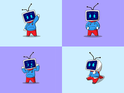Full body cute television analog character analog character cute hero illustration kids mascot television television analog tv vector