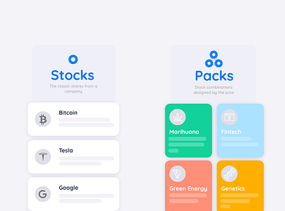 Types of investments - Investment App app design financial fintech invest investment stocks ui
