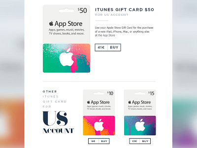 iTunes Charger product page app store apple gift card e commerce flat itunes itunes gift card itunes store online store parallax product page us account web design