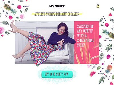 My Skirt floral fruits landing page skirt web design