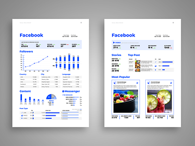 Social Media Report facebook post facebook report illustrator template social media design social media report social media templates