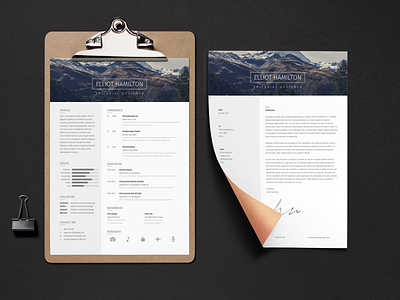 Page Resume Template + Cover Letter indesign indesign resume template indesign template resume resume clean resume design