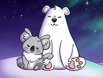 Love Bears drawing illustration koala bear polarbear sketch wedding invite