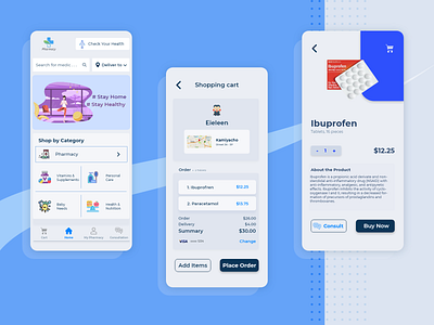 Med-store appdesign cart medical medical app medicine medstore mobile ui order pharmacy product page shop store ui ui design uiux ux wallet