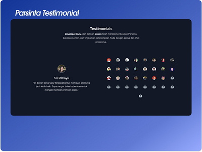 Parsinta Testimonials E2.1 design logo parsinta testimonial page ui ux web design