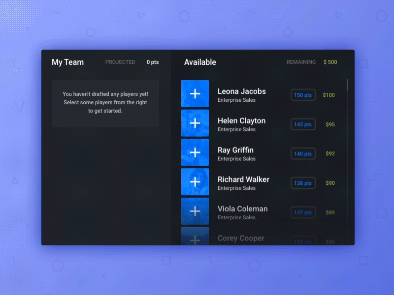 Draft Team Component component framer ui ux