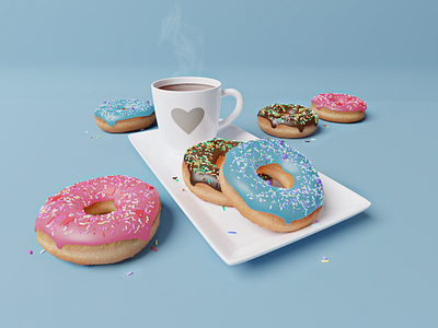 Yummy 3D donuts 3d 3dart 3dillustration 3dmodel blender blender 3d donut render