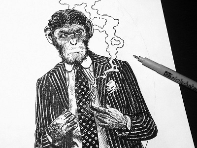 Business Monkey art beer business craft beer illustration label micron monkey pen wip work in progress