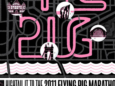 Poster for the 2011 Flying Pig Marathon illustration poster typograpahy