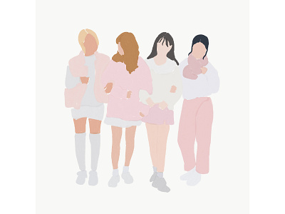 Squad VI art beauty colours cute design drawing fashion girls illustration ira swatimanish kawaii korean minimalistic strokes women