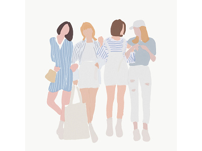 Squad IV art beauty colours cute design drawing fashion girls illustration ira swatimanish kawaii korean minimalistic strokes women