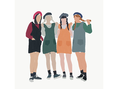 Squad II art beauty colours cute design drawing fashion girls illustration ira swatimanish kawaii korean minimalistic strokes women