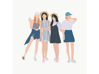 Squad I art beauty colours cute design drawing fashion girls illustration ira swatimanish kawaii korean minimalistic strokes women