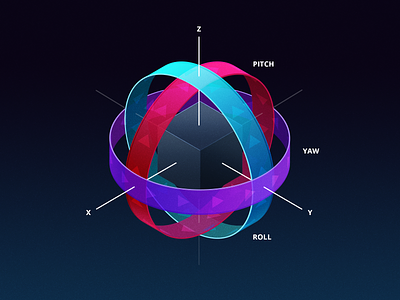 6D Rotation illustration 3d axis color cube graph illustration sphere