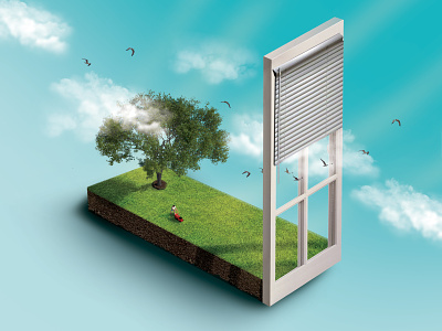 Let The Outside In 3d advertisement advertising air composite design grass outside photographic window