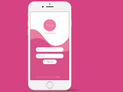 Daily ui 001 | Fluid app sign in curves cycletrack cycletrack feminine fluid pink sweet ui