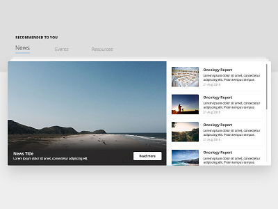 Recommended section cards clean flat material news read reading tabs ui ux