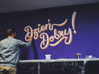 Dzień Dobry (Good Morning) custom graffiti lettering mural timelapse type typography wall