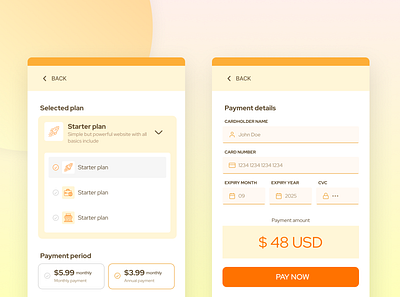 Payment Checkout Form dailyui mobile design payment form