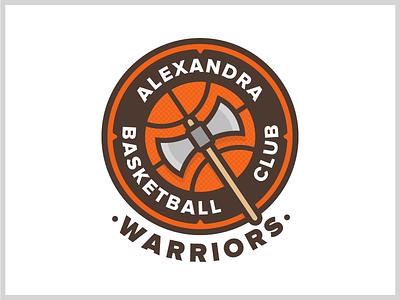 Alexandra Warriors Logo axe basketball brown design lines logo orange proxima nova shield