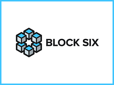 Block Six Logo 3d block blue cube design grey lines logo próxima nova six