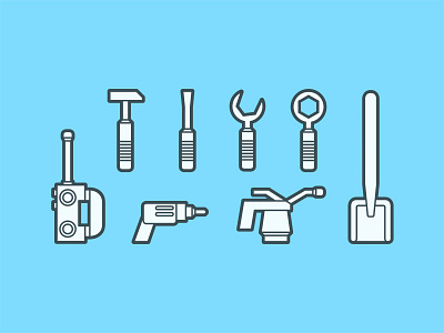 Lego Tool Icons blue design drill hammer icons lego lines screwdriver shovel tools wrench