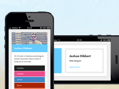 Pr.ofile.me card css design futura iphone mobile phone ratio