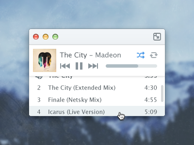 Rdio Mini Player app design music os x player ui