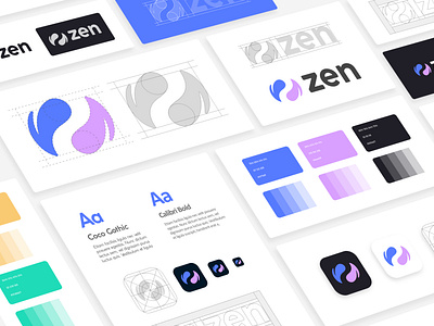 Zen App Style Guide app design brand brand guide brand guide identity brand guidelines branding company style guide golden ratio identity identity design logo logo construction logomark logomark construction meditation mindfulness style style guide styleframe styleguide