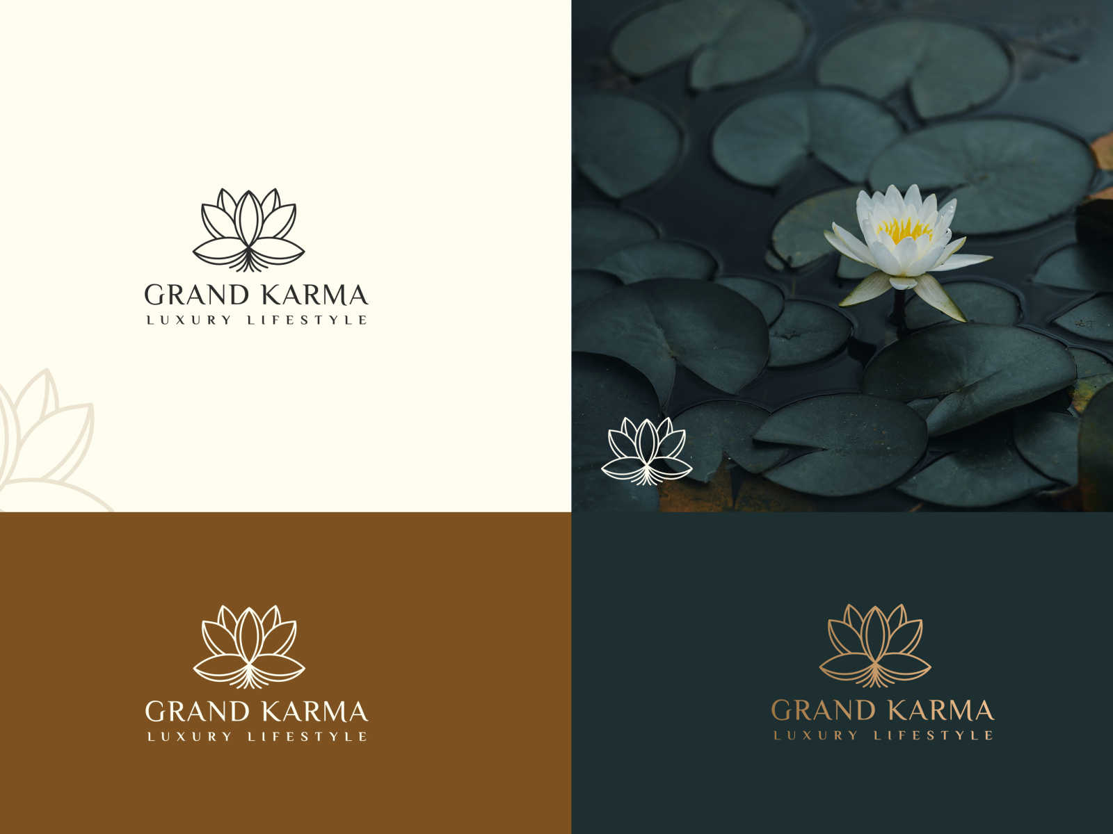 Lotus flower logo design for Grand Karma by Logodune on Dribbble