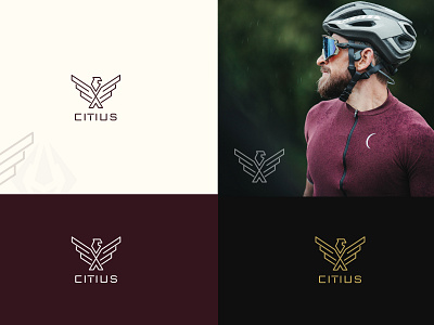 Line art Eagle logo design for a cycling brand called citius