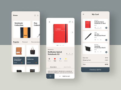 Stationary Store App (Design Concept) app design figma graphic design minimal typography ui ux