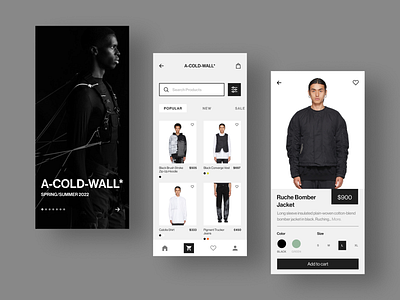 A-COLD-WALL* App (Design Concept) branding design minimal typography ui