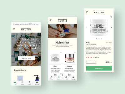 Cosmetic Company App (Design Concept) app design ecommerce figma minimal shop typography ui