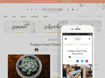 (in)courage blog clean content design incourage layout mobile ui ux web design wordpress