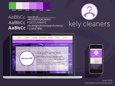 Kely Cleaners clean design dry cleaner flat logo mid tone mock up parallax purple tailor