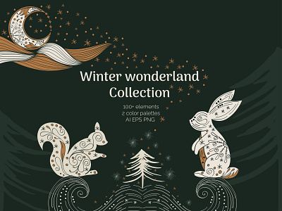 Winter Collection, Christmas vector clipart Collection abstract abstract design animal art animal illustration animals christmas christmas tree clipart set composition design illustration line art illustration linear design linear illustration modern vector winter